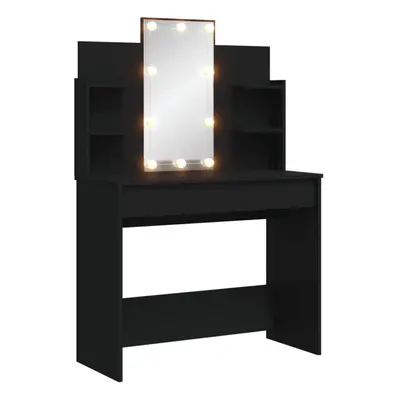 (black) vidaXL Dressing Table Makeup Vanity Desk Cosmetic Table with LED Lights Black