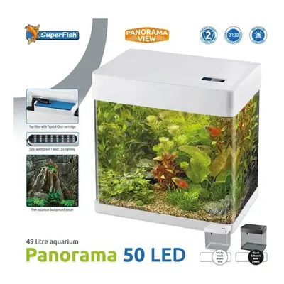 Superfish LED Panorama White Aquarium 49L 320L/H Top Filter Fish Tank