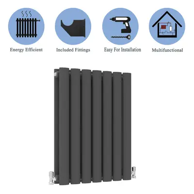 (Double, 600x413mm) Anthracite Central Heating Oval Column Radiators