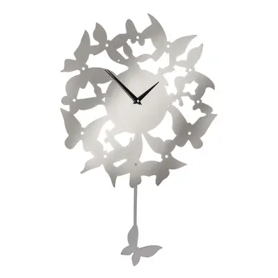 Stainless Steel Butterfly Pendulum Wall Clock, Silver