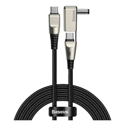 (A) Type-C to C+DC Round Square Fast Charging Data Cable 100W Double Head One Drive Two Flash Ch