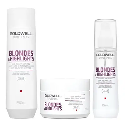 Goldwell Dualsenses Blondes & Highlights A-Y Shampoo 250ml, 60sec Treatment 200ml and Serum Spra