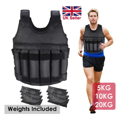 (10KG) Kg Weighted Vest Gym Running Fitness Sports Training Weight Loss Jacket UK