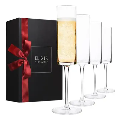 ELIXIR gLASSWARE champagne Flutes, Edge champagne glass Set of - Modern & Elegant for Women, Men