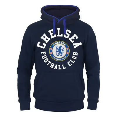 (Navy Blue, Large) Chelsea FC Official Football Gift Mens Fleece Graphic Hoody Blue