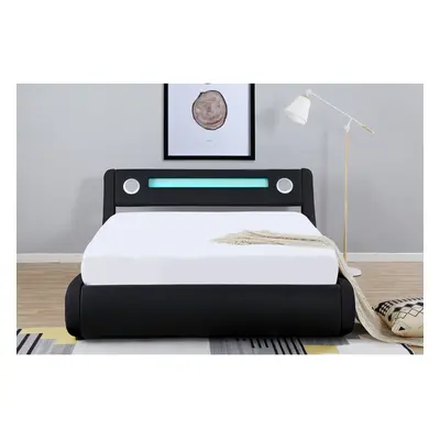 (Black, King) Madrid Bluetooth Speaker LED Gas Lift Storage Bed