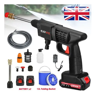 2 Battery Portable Cordless Car High Pressure Washer Jet Water Wash Cleaner Gun