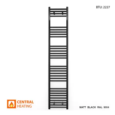 (300 x 1800mm High) Matt Black Bathroom Designer Towel Radiator