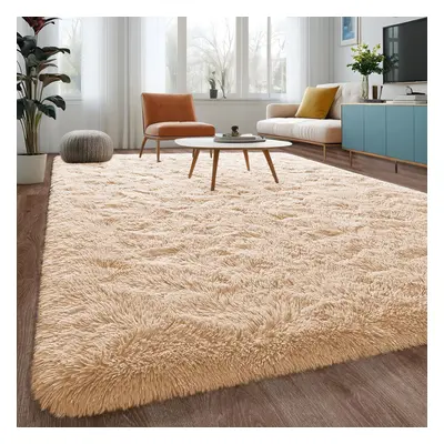 (BEIGE, X 230) Non-Slip Rugs Shaggy Rug Soft Pile Carpet Mat