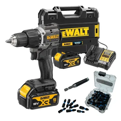 Dewalt DCD100P2T Black 18v XR Brushless Compact Combi Hammer Drill + 25PC Set