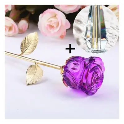 (M) Crystal Glass Rose Flower Figurines Craft Wedding Valentine&apos;s Day Favors Gifts Home Dec