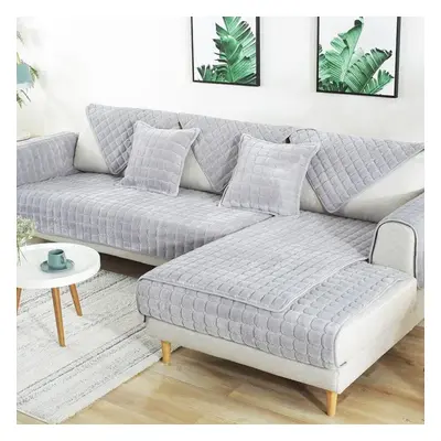 (light grey, 110x240cm) Sofa Cushion Plush Winter Thick Non-slip Sofa Cushion Sofa Towel Flannel