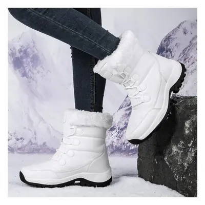 (white, 36) Tuinanle Ankle Boots Women Winter White Shoes Keep Warm Non-slip Black Snow Boots La