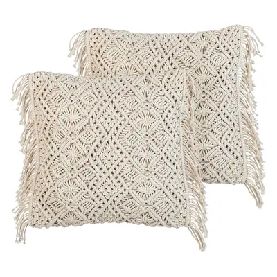 Set of Cushions PATTAN Cotton x cm Beige Geometric Pattern