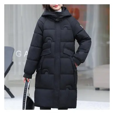 (black, 3XL) Winter Long Coats For Women Overcoat Hooded New Fashion Thick Warm Woman Parka Kore