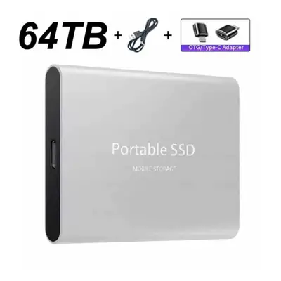 ( Silver 64TB) External Hard Drive Portable Shockproof Mobile SSD