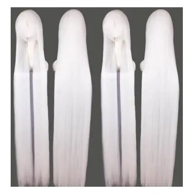 (white) 150cm Women Black Lady Long Straight Hair Full Wigs Cosplay Party Anime Wig Hair Extensi