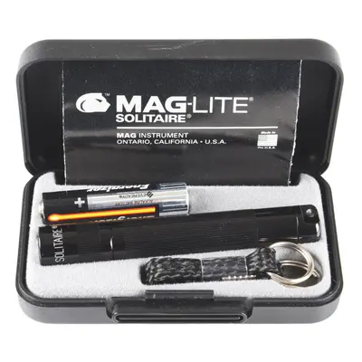 (Black) Maglite Solitaire Torch X Aaa. Gift Boxed with Battery. Spare Bulb Included