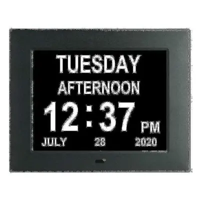 (Black) Digital Dementia Clock Calendar Clock Day Date Clock Large Display Large Clear Unabbrevi