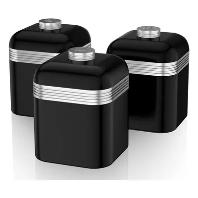 Swan SWKA1020BN Set of Retro Storage Canisters, Black