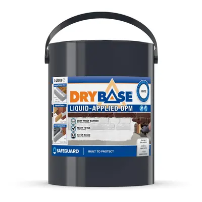 (5L, White) Drybase Liquid Damp Proof Membrane (DPM) - Damp Proof Paint for Interior Walls and F