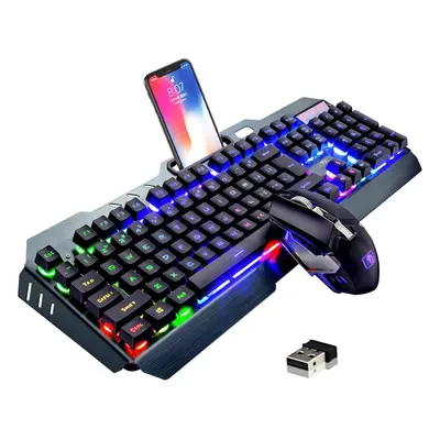 Wireless Gaming Keyboard and Mouse Set, 2.4G Rechargeable 3800mAh Large Capacity, Rainbow LED Ba