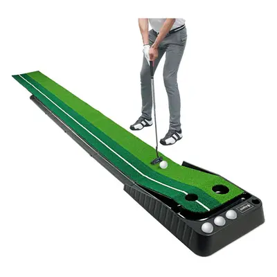 Golf Putting Trainer(3 Balls Free),Double-Color Grass Golf Mat with Ball Thicken Return Track an