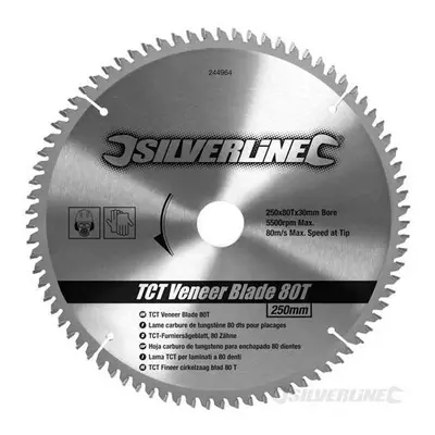 Silverline Tct Veneer Blade 80t x - 25, 20, 16mm Rings - 244964 Saw - blade tct veneer 80t rings