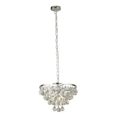 Searchlight MICHELLE - Light Round Chrome Ceiling Pendant with Rain Drop Glass Balls