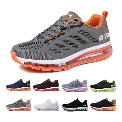 (Grayorange, UK6=EU39) Womens Mens Trainers Gym Running Shoes Fashion Fitness Mesh Sneakers Casu