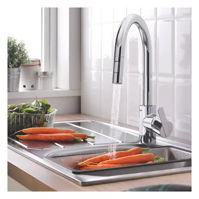 Grohe Feel Kitchen Mixer Tap Pull Out Dual Spray Swivel Spout Chrome