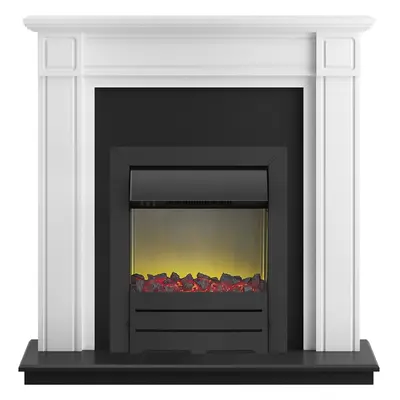 Adam Georgian Fireplace Suite in Pure White with Colorado Electric Fire in Black, Inch