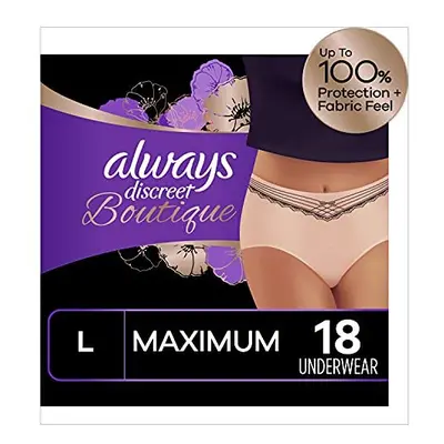 Always Discreet Boutique, Incontinence & Postpartum Underwear for Women, Maximum Protection, Pea