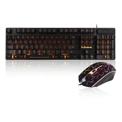 (black & yellow light) Wired Keyboard & Mouse Set Keys USB Wired Gaming Luminous LED Backlight K