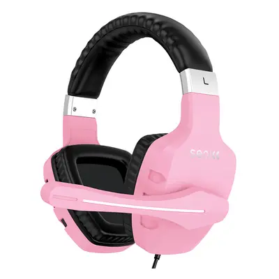 (Pink) Bluetooth Gaming Headset with Noise Cancelling Mic Cool Light Hi-Fi High Fidelity Sound Q