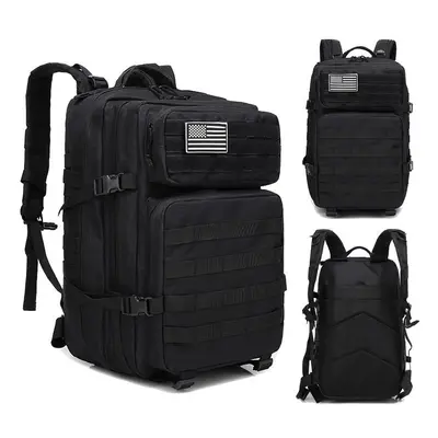 (Black) 50L Man/Women Hiking Trekking Bag Military Tactical Backpack Army Waterproof Molle Bug O