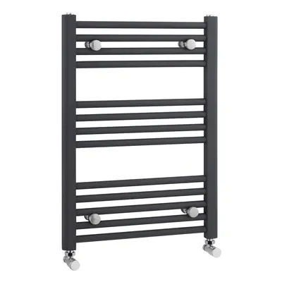 Heated Vertical Towel Rail with Straight Rails - BTU - 700mm x 500mm - Anthracite