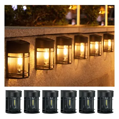 (6 Pack) Solar Fence Light Outdoor Garden, Solar Outdoor Wall Light Waterproof Vintage LED Wall 