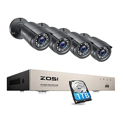 ZOSI Channel 1080P CCTV Camera Systems 4pcs Outdoor Weatherproof Home Security Camera H.265+ Sur