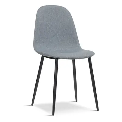 (Fabric Grey) 4x SFC Grey Dining Chairs Fabric/Velvet Padded Seat Black Legs