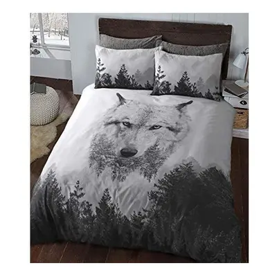 Sleepdown Wolf Panel Multi Colour Winter Luxury Soft Duvet Cover Quilt Bedding Set With Pillowca