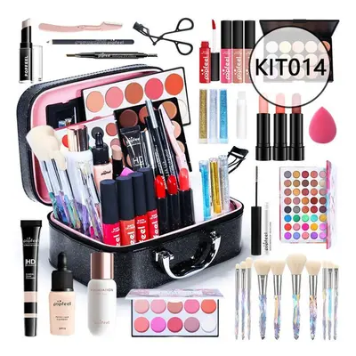 (KIT014) Popfeel Eyeshadow Lip Gloss Blush Foundation Lip Gloss Lipstick Glitter Makeup Box Full