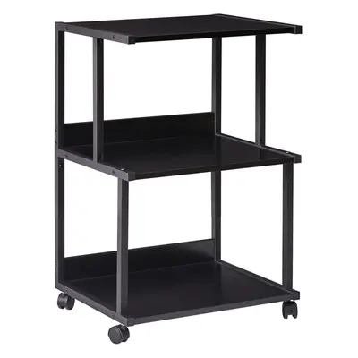 (Black) Black Printer Stand with Storage Shelves Tier Printer Table with Wheels Printer Cart for