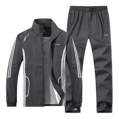 (gray, XXXXXL) Men &apos;s Set Spring Autumn Men Sportswear Two Piece Set Sporting Suit Jacket +