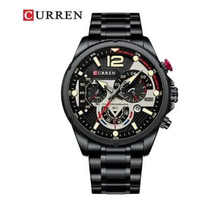 (black) Curren New Green Mens Watches Top Brand Luxury Stainless Steel Quartz Watch Men Sport Da