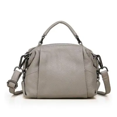 (light grey) Fashion Boston Women Shoulder Bags Messenger Bag Ladies Small Genuine Leather Handb