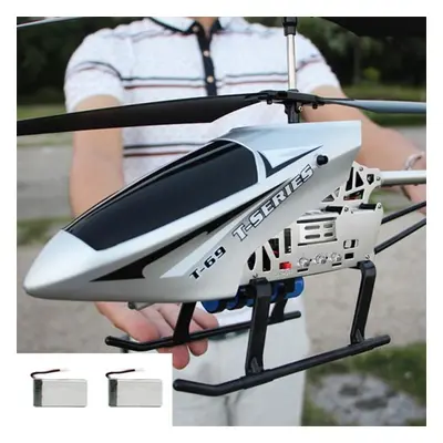 (silver) 3.5ch 80cm Rc Helicopter Extra Large Remote Control Copter Durable Charging Toy Drone M