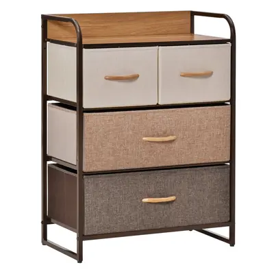 HOMCOM Closet Dresser, Dresser Tower With Easy Pull Fabric Drawer Steel Frame