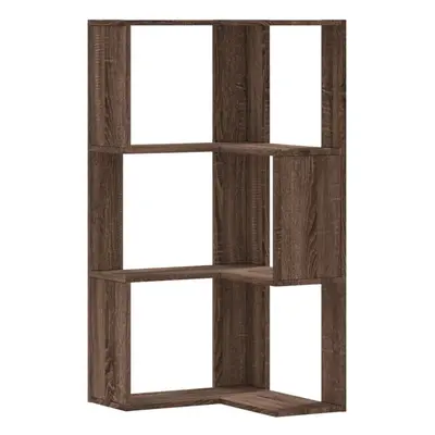 (brown oak) vidaXL Corner Bookcase 3-Tier Corner Bookshelf Corner Rack Engineered Wood