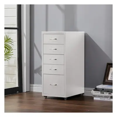 (White) Rolling File Cabinet Office Storage w/ Drawers Shelf Wheels